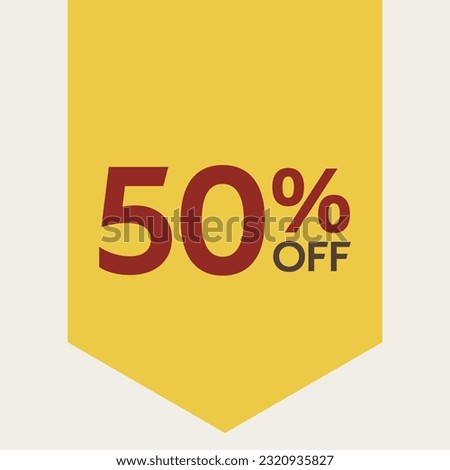 50% discount label. for sale. promotion. special offer promotion. discount percentage. vector flat design. red and yellow