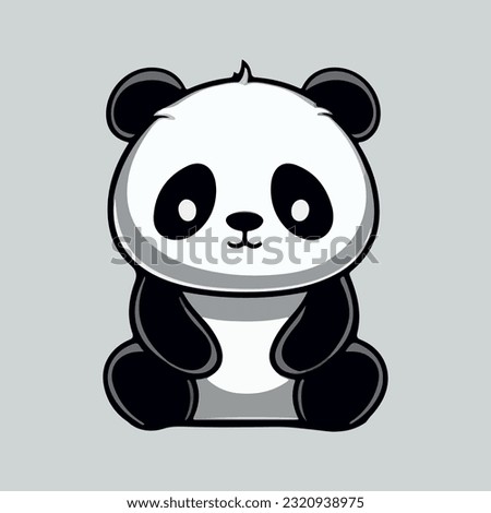 Cute Panda. Vector Icon Cartoon Character. Wildlife Animal Logo