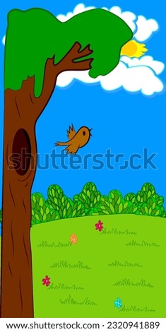 Glade. Meadow. Nature vector  illustration. Day.