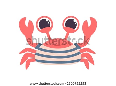 Pirate adventure crab concept. Representative of underwater world in vest. Cute and charming character. Poster or banner. Cartoon flat vector illustration isolated on white background Royalty-Free Stock Photo #2320952253