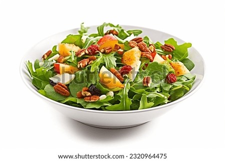 Vibrant Salad Bowl with Walnuts, Apples, and Red Berries: a Nutty Berry Delight Royalty-Free Stock Photo #2320964475