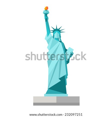 Isolated statue of liberty on white background. Flat style. Vector illustration Royalty-Free Stock Photo #232097251