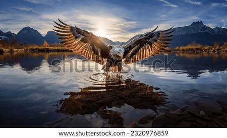 The hunting eagle, the dance of the eagle, amazing moments of the eagle Royalty-Free Stock Photo #2320976859