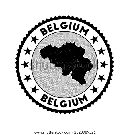 Belgium emblem. Country round stamp with shape of Belgium, isolines and round text. Beautiful badge. Charming vector illustration.