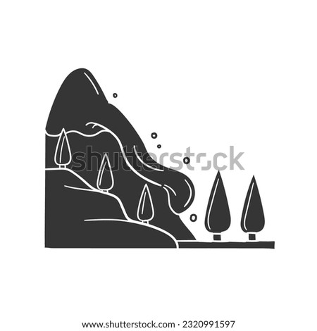 Avalanche Icon Silhouette Illustration. Mountain Snow Vector Graphic Pictogram Symbol Clip Art. Doodle Sketch Black Sign.