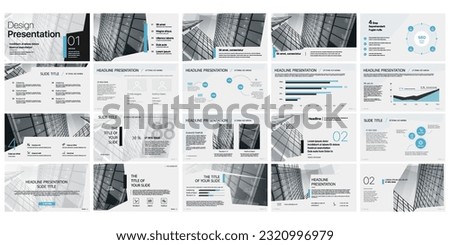 Geometric Blue presentation templates elements on a white background. Vector infographics. Use in Presentation, flyer and leaflet, corporate report, marketing, advertising, annual report, banner. Royalty-Free Stock Photo #2320996979