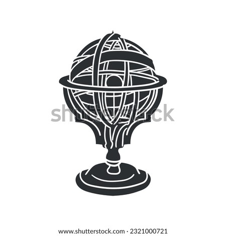 Astronomical Instrument Icon Silhouette Illustration. Vintage Tool Vector Graphic Pictogram Symbol Clip Art. Doodle Sketch Black Sign.