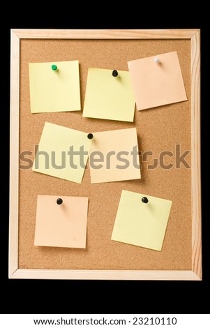 Pin-board with pinned notes, useful as website template