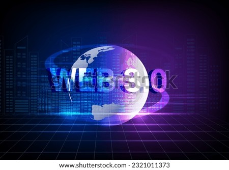 Web 3.0 concept, web 3.0 typography on blue background, new version website using blockchain technology, cryptocurrency, and NFT art. Vector illustration
