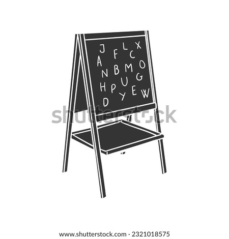 Board Letters Icon Silhouette Illustration. Kindergarten School CLassroom Vector Graphic Pictogram Symbol Clip Art. Doodle Sketch Black Sign.