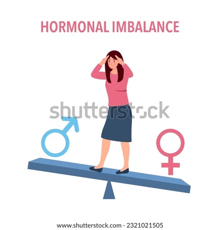 Female suffering from hormonal imbalance in flat design on white background. Royalty-Free Stock Photo #2321021505