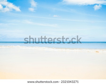 Sea Ocean Water Sand Beach with Sky Horizon Background,View Blue Texture Surface Wave Shore Calm Still Clean Summer Tropical Paradise Nature,Seascape View Island at Coast Beauty,Tourism Vacation. Royalty-Free Stock Photo #2321043271
