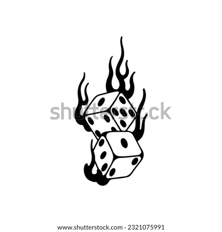 vector illustration of dice with fire concept