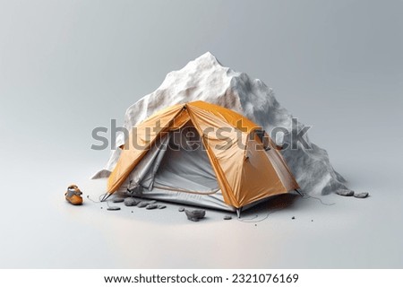 3d small tent on the mountain