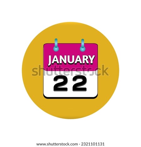 22 january calendar icon. Calendar template for the days of january. Red banner for dates and business.January 22.Png flat daily calendar icon. Date and time, day, month 2024.Holiday.Season