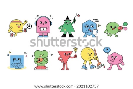Various expressions and actions of cute figure characters. Royalty-Free Stock Photo #2321102757