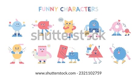 Various expressions and actions of funny figure characters. Royalty-Free Stock Photo #2321102759