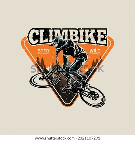 Mountain bike Silhouette logo. bicycle downhill vintage logo illustration vector Royalty-Free Stock Photo #2321107291
