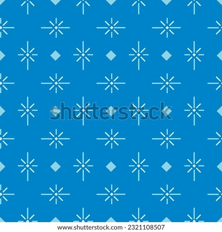 Seamless Pattern Fireworks and diamond in Blue theme with dark blue background. Look like Snowflake for Winter. Design for Wallpaper, wrapping paper, interior, tile, fabric, Vector. Royalty-Free Stock Photo #2321108507