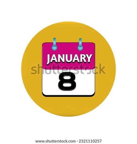 8 january calendar icon. Calendar template for the days of january. Red banner for dates and business