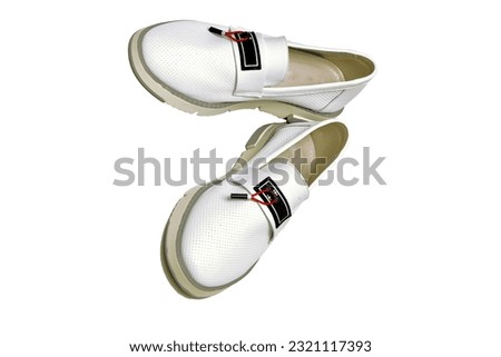 Shoes on a white background. Men's classic lace-up shoes. sneakers.Leather shoes. women's boots.summer shoes. Side view. on a white isolated background.Close-up.