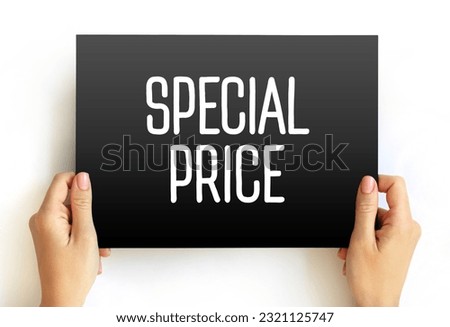 Special Price text on card, business concept background