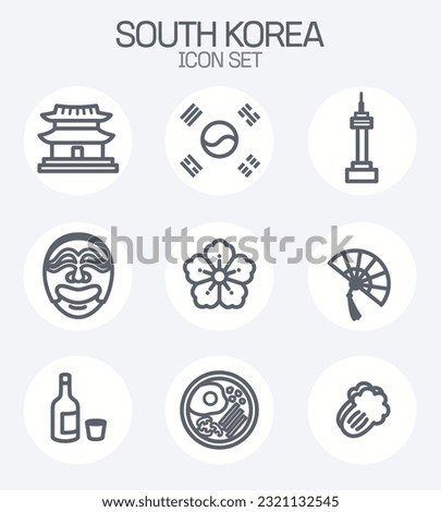 
south korea symbols icon set Royalty-Free Stock Photo #2321132545