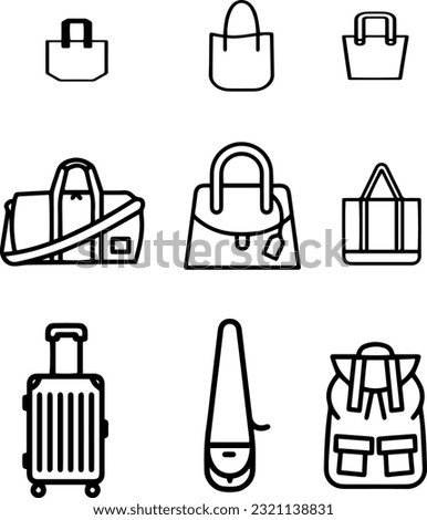 Bags  collection clip art vector. Purses set isolated on white.