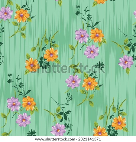 allover flower pattern on green background Royalty-Free Stock Photo #2321141371