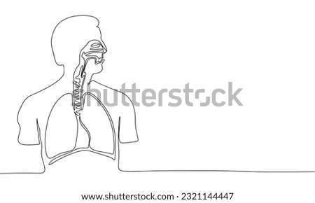 Human respiratory system continuous line drawing art. Abstract simple lungs. One line continuous outline isolated vector illustration.