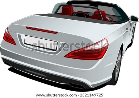 silver sports coupe roadster convertible cabriolet style car luxury back side wheels vector illustration Royalty-Free Stock Photo #2321149725