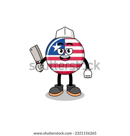 Mascot of liberia flag as a butcher , character design