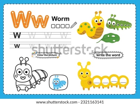 Illustration Isolated Animal Alphabet Letter W-Worm