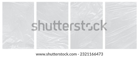 Collection transparant wrinkled plastic, plastic or polyethylene bag texture Royalty-Free Stock Photo #2321166473