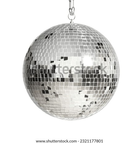 Shiny silver disco ball isolated on white Royalty-Free Stock Photo #2321177801