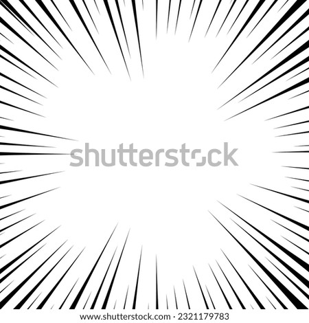Comic book white and black radial lines background. Superhero action, explosion background, manga speed frame, vector illustration 
