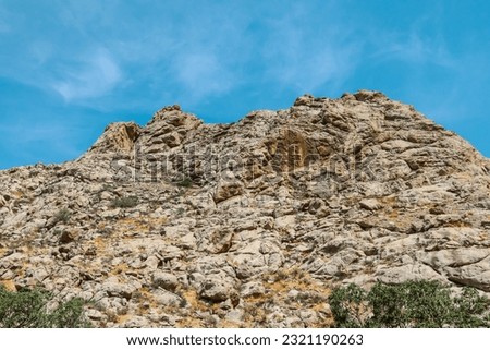 Rocky mountain peaks of the Karatau mountain range in Kazakhstan.Tourist routes.