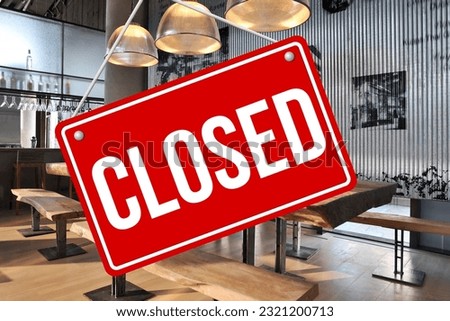 Business Closure Notice: Sign - The Office is Closed Now Royalty-Free Stock Photo #2321200713