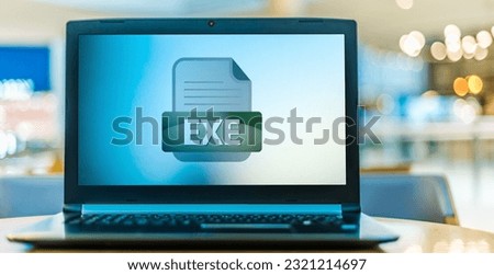 Laptop computer displaying the icon of EXE file