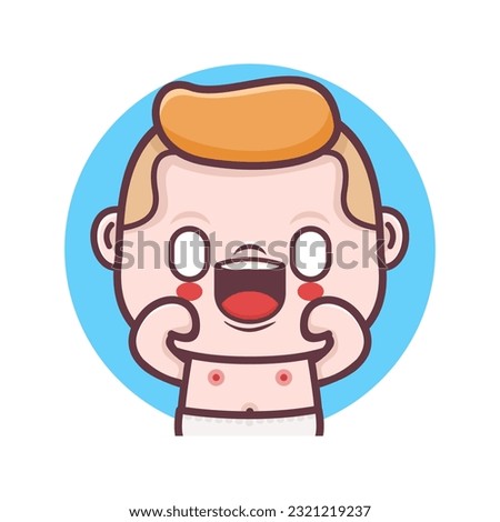 cute baby boy cartoon with funny expression. vector illustration, mascot, icon, sticker.