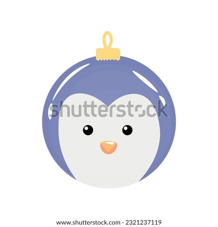 Creative Christmas ball in shape of penguin's head on white back