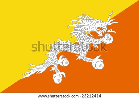 Bhutan national flag. Illustration on white background