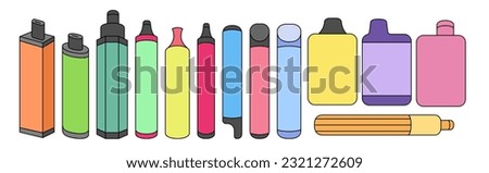 Set of colorful disposable electronic cigarette Royalty-Free Stock Photo #2321272609