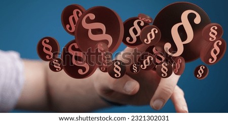 A person pointing toward 3D rendered circle section sign icons