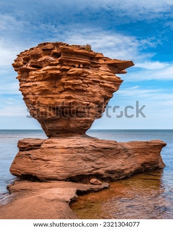 One of the last photos of Teacup Rock at Thunder Cove Beach on Prince Edward Island before Fiona destroyed it