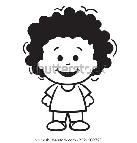 cheerful chubby boy with curly hair smiling Royalty-Free Stock Photo #2321309723