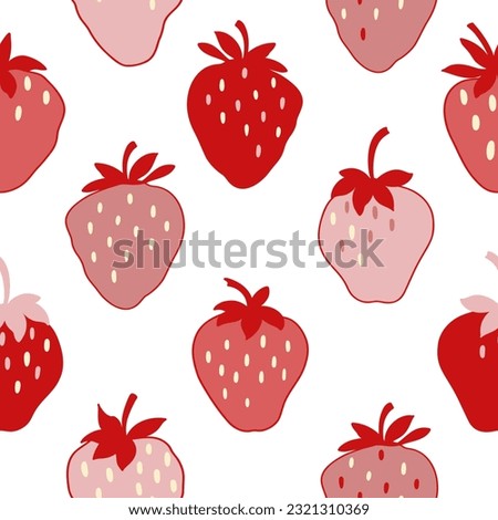 Strawberry seamless pattern. Abstract hand drawn. flat sketch. Summer strawberries. Pink background for typography, textiles or packaging design.