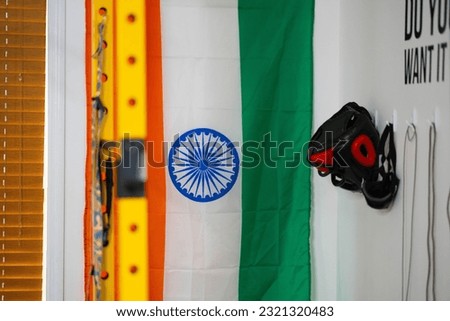 A closeup of Indian flag in gym