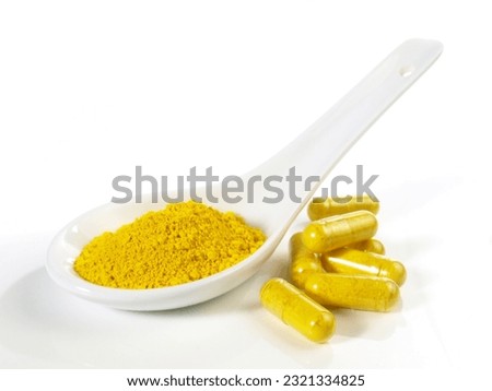 Berberin Powder and Pills isolated on white Background Royalty-Free Stock Photo #2321334825