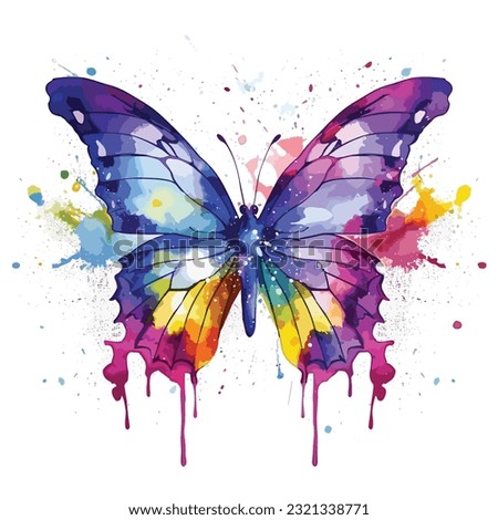 watercolor butterfly, isolated on white background, colorful, vector illustration, vector butterfly
